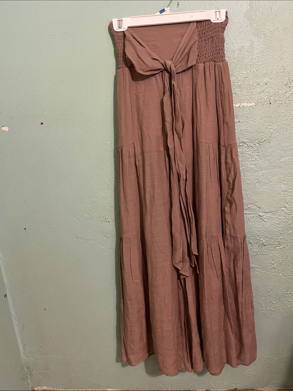 HYFVE brown Tiered Maxi Skirt with Front Tie